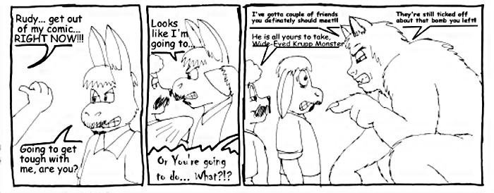 ... The Wide-Eyed Krupp Monster steps in to catch him... WEKM is his owner...
