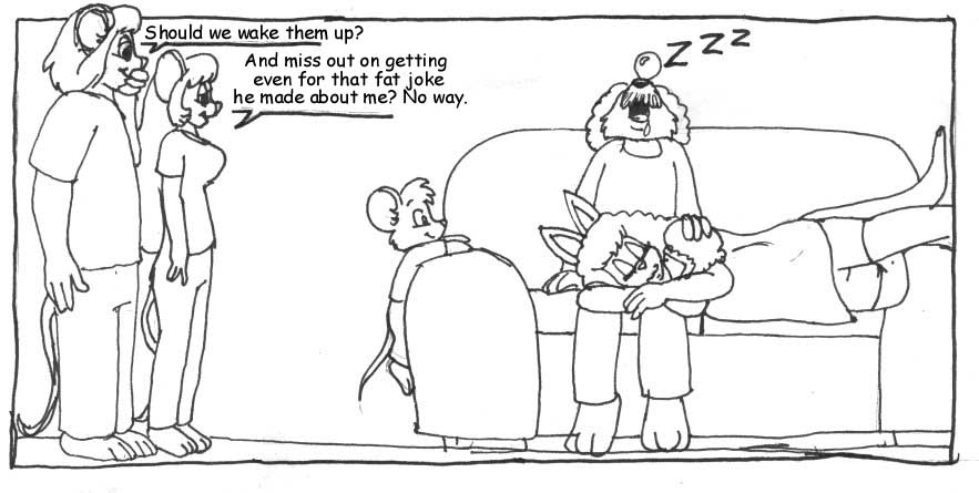 Ko-ed kangaroos on the couch.